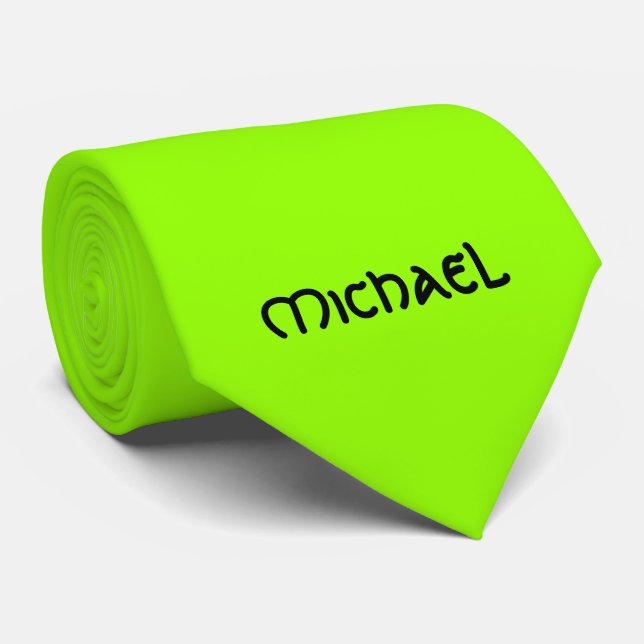 Corbata Nombre celta verde fluorescente neón vibrante (Enrollado)