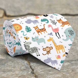 Corbata Nombre de bebé personalizado con adorables animale