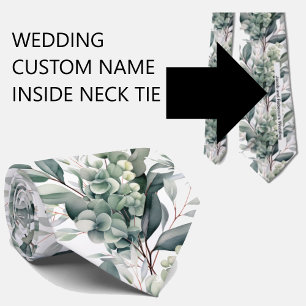 Corbata Nombre de boda personalizado en la parte posterior