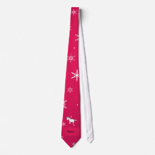 Corbata Nombre personalizado de los copos de nieve rosa un