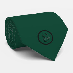 Corbata Nombre Personalizado Monograma Verde Esmeralda Neg