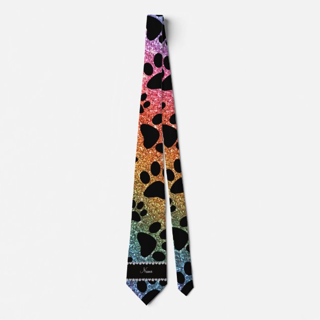 Corbata Nombre personalizado purpurina arcoiris brillante  (Anverso)