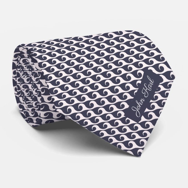 Corbata Nombre personalizado y texto nautico (Enrollado)