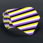 Corbata Non Binary Pride Flag<br><div class="desc">Non-binary people may identify as having two or more genders; having no gender; moving between genders or having a fluctuating gender identity; or being third gender or other-gendered, a category that includes those who do not place a name to their gender. Each stripe color represents different types of non-binary identities:...</div>