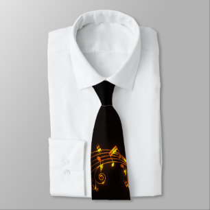 Corbata Notas musicales de Black and Gold Swirling