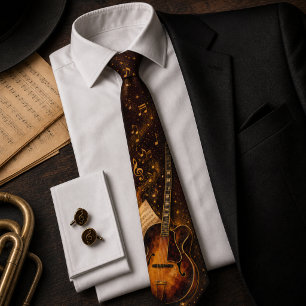 Corbata Notas Musicales de Guitarra Acústica Vintage Oscur