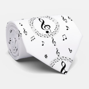 Corbata Notas musicales, estilizado, negro y blanco