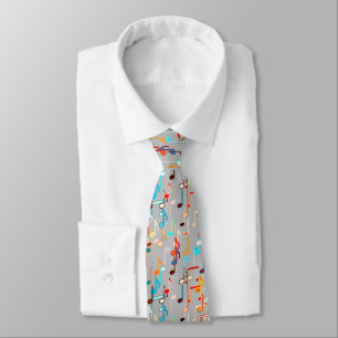 Corbata Notas musicales impresas - Mediana gris, Multi