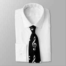 Corbata Notas Musicales Música Patrón Negro y Blanco