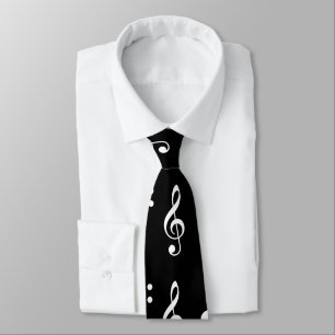 Corbata Notas Musicales Música Patrón Negro y Blanco