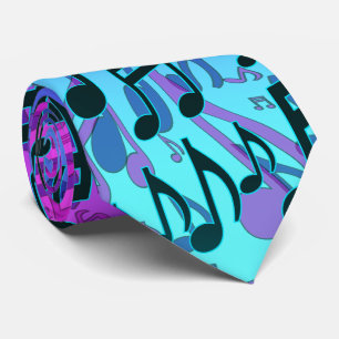Corbata Notas Musicales Patrón Musical Azul Acuático Verde