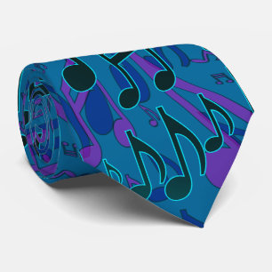 Corbata Notas Musicales Patrón Musical Azul Verde Púrpura