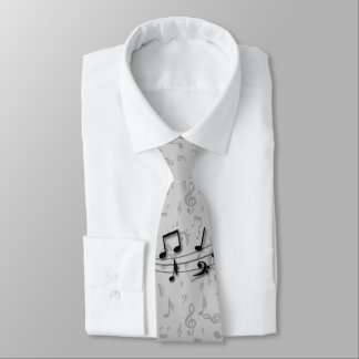 Corbata Notas musicales personalizadas en negro y gris