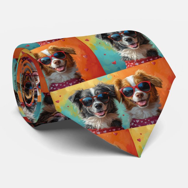 Corbata Nova Scotia Duck Toller con El día de San Valentín (Enrollado)