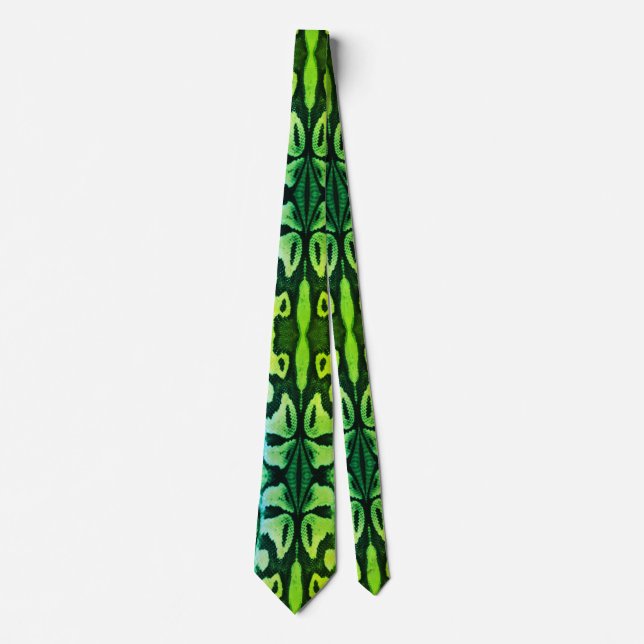 Corbata Novedad de impresión de piel de serpiente verde ác (Anverso)