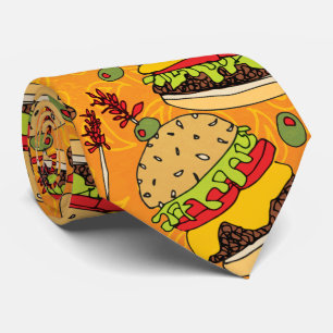 Corbata Novedad divertida del patrón Cheeseburger