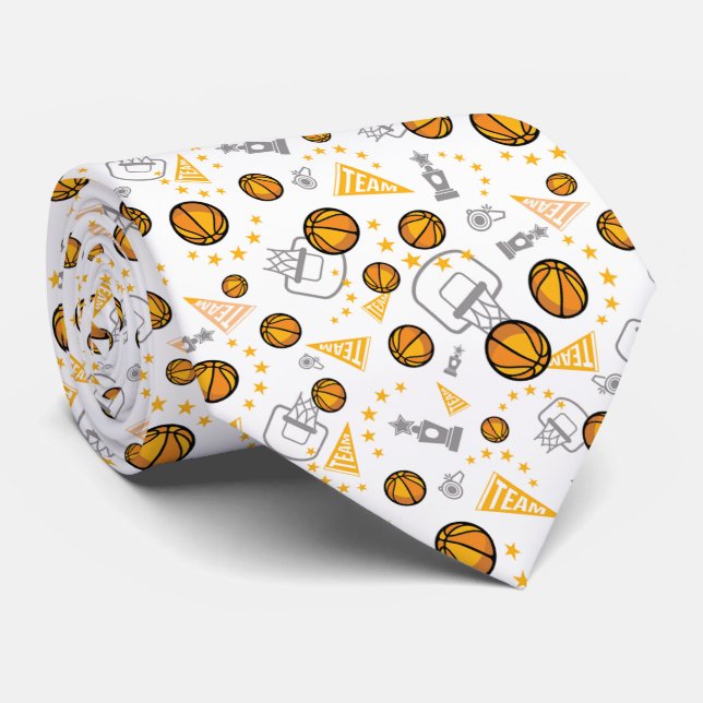 Corbata Novedad Equipo de Baloncesto Dorado Neck Tie (Enrollado)
