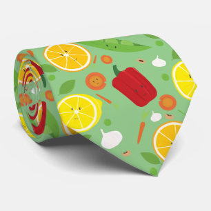 Corbata Novedad Fun Pattern Vegetable Fruit Food