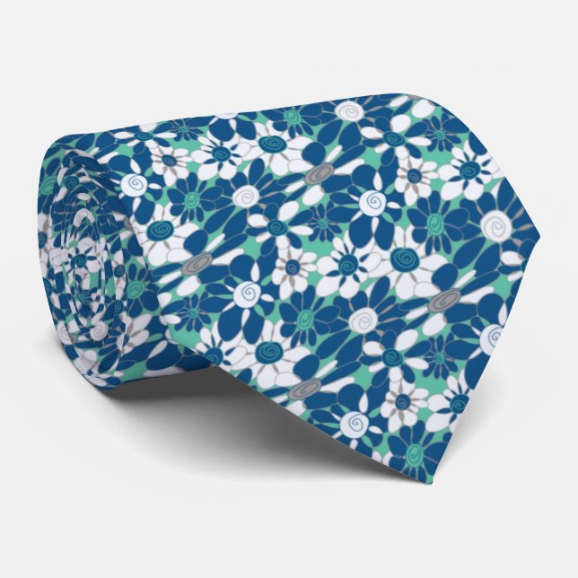 Corbata Novedad, Verde azulada y azul de corcho floral (Enrollado)