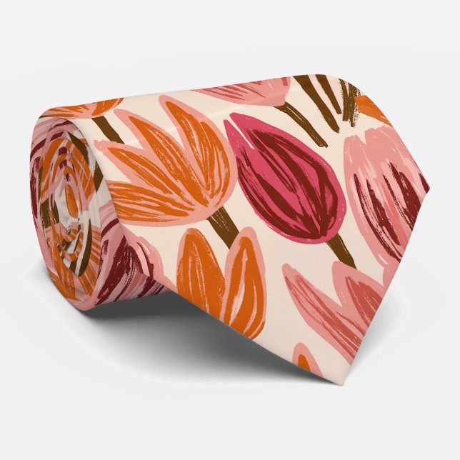 Corbata Novia Estampada de Tulipán Comienzo del Padre (Enrollado)