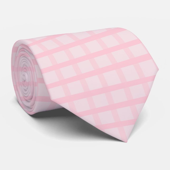 Corbata Novia Sonrojada y Rosa Té Estampado de Cuadros Ros (Enrollado)