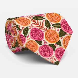 Corbata Novio de boda de otoño con estampado de rosa