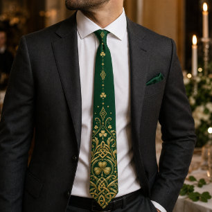 Corbata Nudo de Trilogía Celta de Oro Esmeralda Boda Irlan