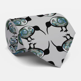 CORBATA NUEVA ZELANDIA KIWI BIRD PAUA PATTERN NEGRO NZ KOR