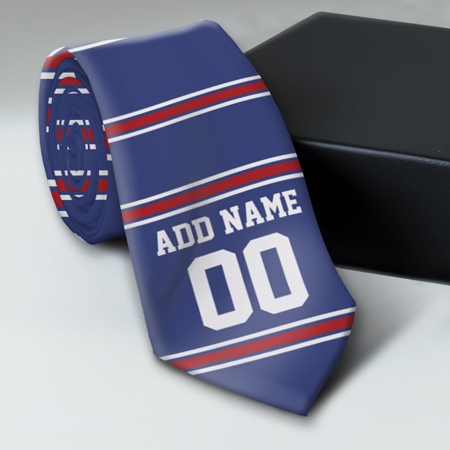 Corbata Número de nombre personalizado de Blue Red Footbal (Custom Tie)