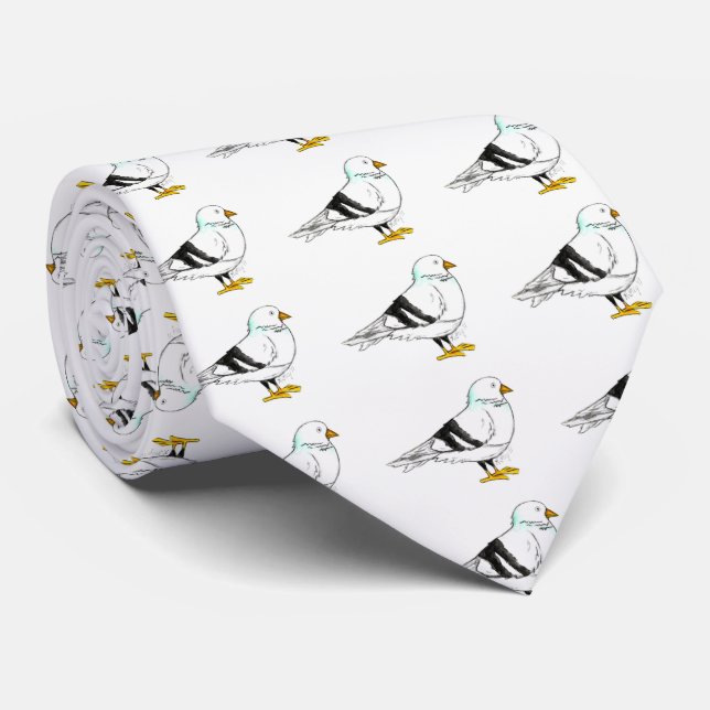 Corbata NYC New York Dirty Bird Pigeon Print Seagull Gull (Enrollado)