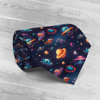 Corbata Objetos voladores caprichosos planetas espacio art