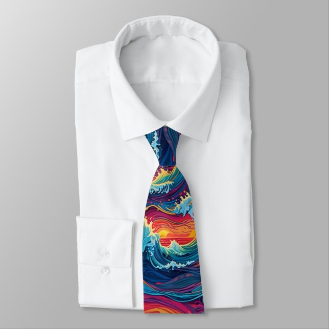 Corbata Ocean Sunset Waves Neck Tie (Atado)