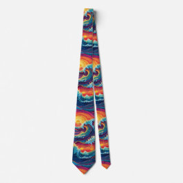 Corbata Ocean Sunset Waves Neck Tie