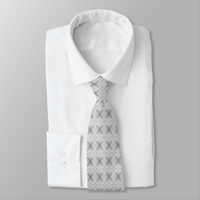 Corbata Ocean X Fractal Blanco Negro - Necesario (Atado)