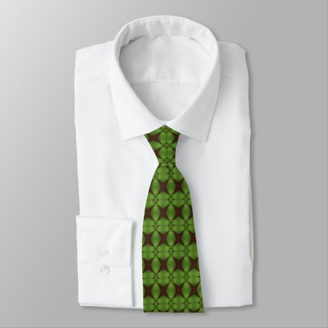 Corbata Ocean X Verde Fractal Rojo - Necktie (Atado)