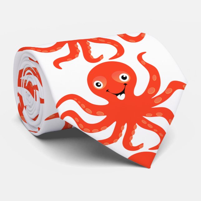 Corbata Octopus Naranja de Plata Cuta (Enrollado)