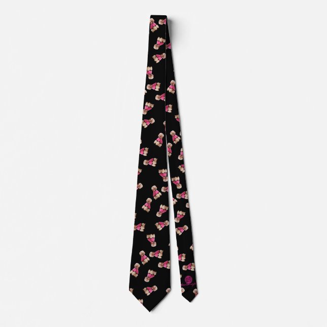 Corbata Odeos de cangrejos (rosado sobre negro) (Anverso)