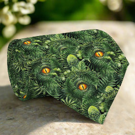 Corbata Ojos de dinosaurio plantas verdes arte de criatura