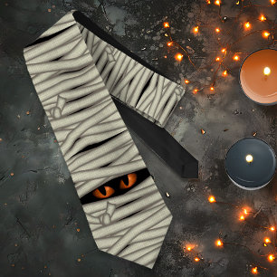 Corbata Ojos de Momia Halloween Naranja ID685
