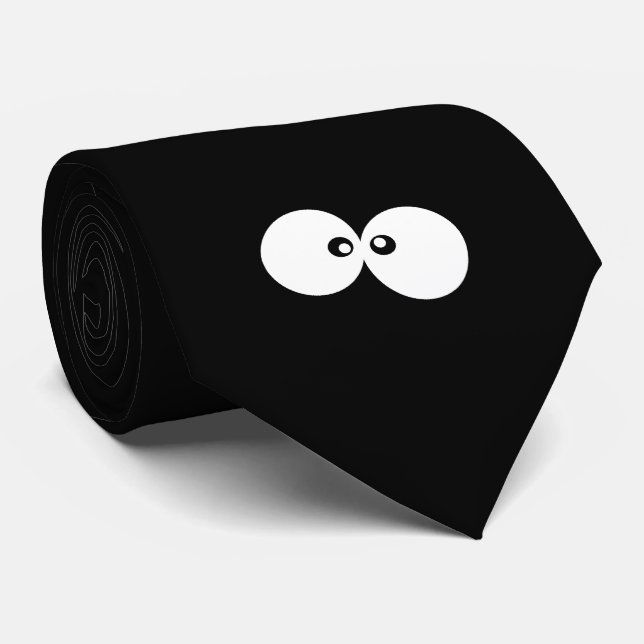 Corbata Ojos Google, ojos divertidos, negro y blanco (Enrollado)