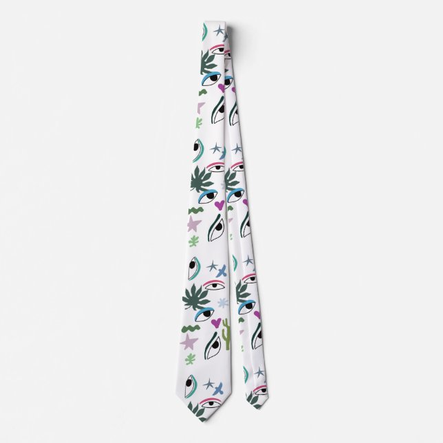 Corbata Ojos Hojas Tropicales (Anverso)