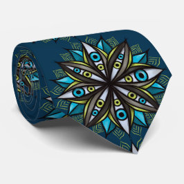 Corbata Ojos Raros Con Doble Flor De Iris Mandala