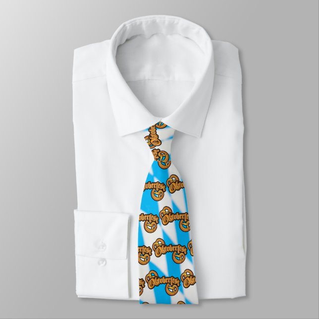 Corbata oktoberfest pretzels con texto (Atado)