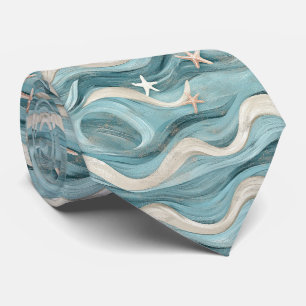 Corbata Ola Azul Costera Crema Estrella de Mar