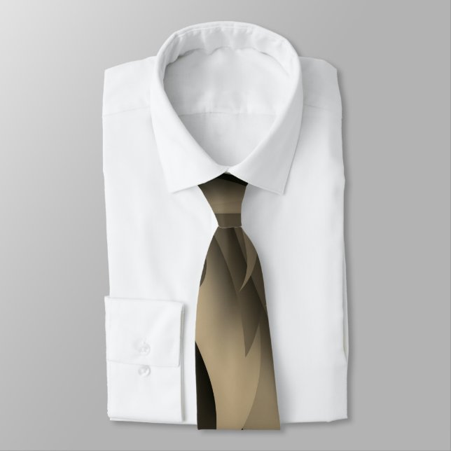 Corbata Ola de arte moderno marrón y bronceado (Atado)