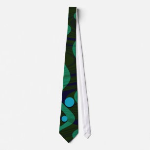 Corbata Ola de puntos verde azul retro de mármol