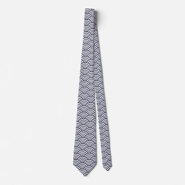 Corbata Olas Azules Japonesas Seigaiha Mar (Anverso)