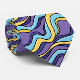 Corbata Olas coloridas Funky Patrón Retro Moderno