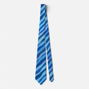 Corbata Olas de azul cian naval cobalto azul cielo