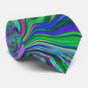 Corbata Olas de Color Verde Lima y Morado Trippy
